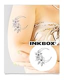 Inkbox Temporary Tattoos, Semi-Permanent Tattoo, One Premium Easy Long Lasting, Water-Resistant Temp Tattoo with For Now Ink - Lasts 1-2 Weeks, Bloomed Moon, 4 x 4 in