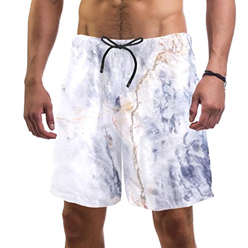 Maillots de bain pour hommes gris JDEZ short de plage en marbre