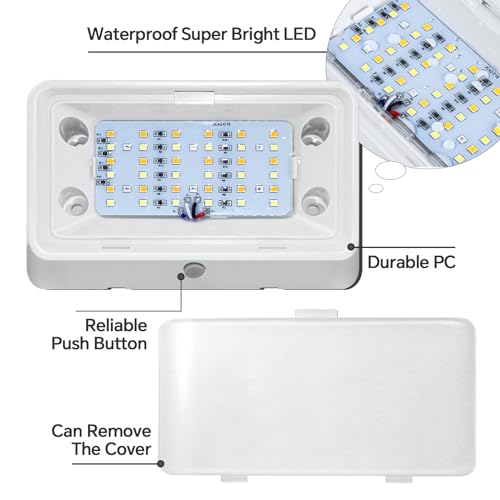 acegoo 12V RV Exterior Porch Utility Light with Switch, Campervan Awning Light with 3 Lighting Modes (1800K, 6500K, Red) - Image 4
