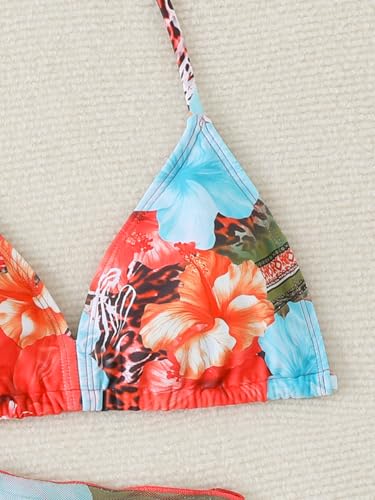 Image of SEGT Girl's 3 Piece Striped Bikini Swimwear Cute Swimsuits Bathing Suit High Waisted with Cover Up Beach Skirt