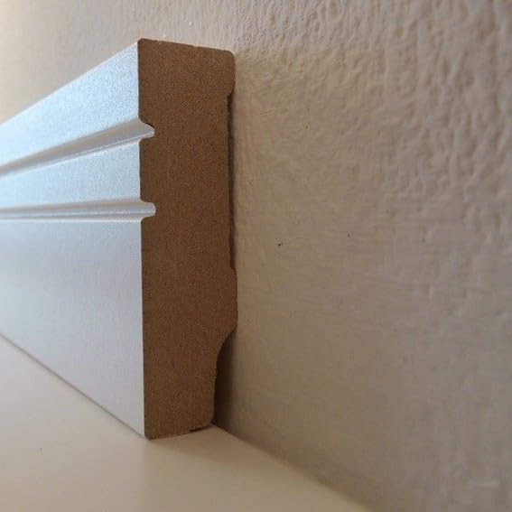 PROVISTON - Battiscopa in MDF, 16 x 58 x 2500 mm, nucleo in MDF laminato, bianco, per incollare, viti e chiodi, 25 m, 10 pezzi