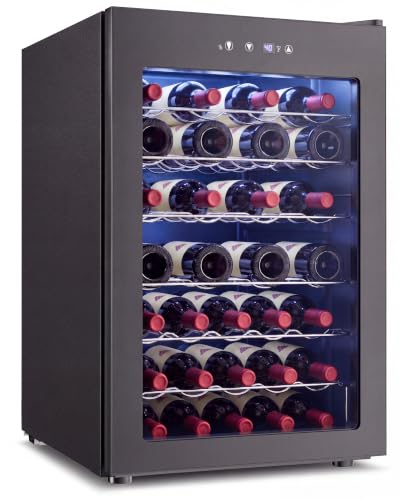 Image of Feelfunn 45 Bottle Wine Cooler Refrigerator - Small Wine Fridge for Red, White, Champagne, Freestanding Wine Cellar with Glass Door & Digital Temperature Control for Home Bar, Office