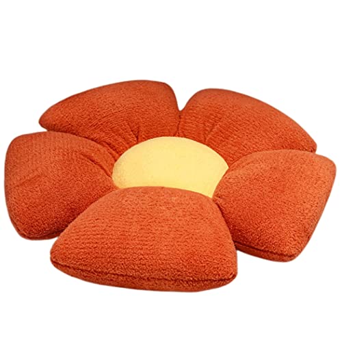 LICHENHAO Flower Pillow Sofa Cushion Floor Pillow (Orange, 19.6in50cm)