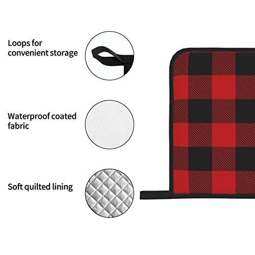 4Pcs Oven Mitts And Pot Holders Sets,Red Black Buffalo Check,Kitchen Oven Glove High Heat Resistant 500 Degree Oven Mitts And Pot Holder,Surface Safe For Baking,Cooking,Bbq #TOP4