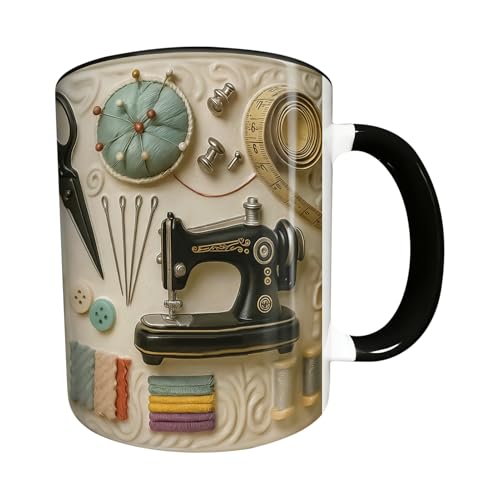 Taza de té, 300 ml, taza de café con máquina de coser, para cumpleaños, Navidad, vino, , cerveza, cafetería, restaurante, cocina