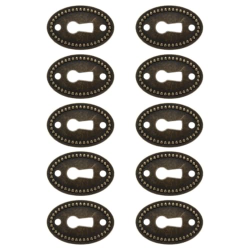 DECHOUS 10 Piezas de Placas Ovaladas de Aleación de Zinc para Cerradura de Mueble, Diseño Vintage Elegante, Ajuste Seguro para Puertas y Escritorios en Hotel y Decoración