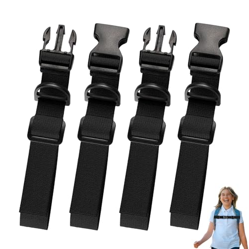 WQEDVN 2 Pair Backpack Straps, Adjustable Backpack Chest Strap, Chest Strap for Backpack, Rucksack Chest Strap, for Kids Hiking and Jogging(Black Universal)