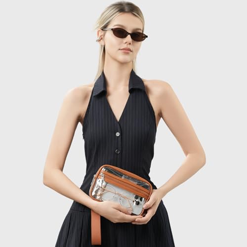 Image of Clear Wristlet Stadium Approved Clear Bag Wallet Transparent Purse for Concerts Sports Events