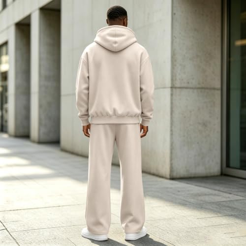 Mens Sweat Suits 2 Piece Set Fleece Zip Up Jacket Wide Leg Sweatpants - image 3