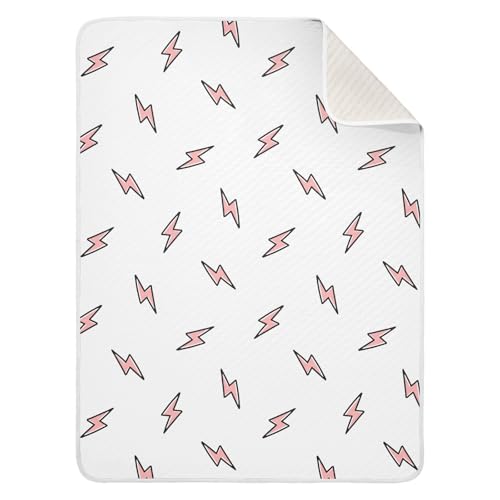 Image of Pink Lightning Bolt Baby Swaddle Blanket for Boys and Girls, Muslin Baby Receiving Swaddle Blanket, Soft Cotton Nursery Swaddling Blankets for Newborn Toddler Infant
