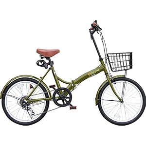 折りたたみ自転車 カゴ付 20インチ P-008N おしゃれなS字フレーム シマノ外装6段ギア フロントLEDライト・ワイヤーロック錠付き (ミニベロ/折り畳み自転車/軽快車/自転車)