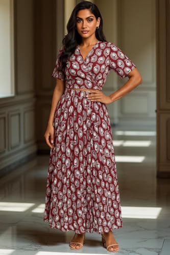 Image of Premium Long Skirt | Stylish Long Crushed Cotton & Unique Prints | Floor Length Skirt for Women | Elastic Waist Premium Maxi Skirt - Comfortable Casual Wear