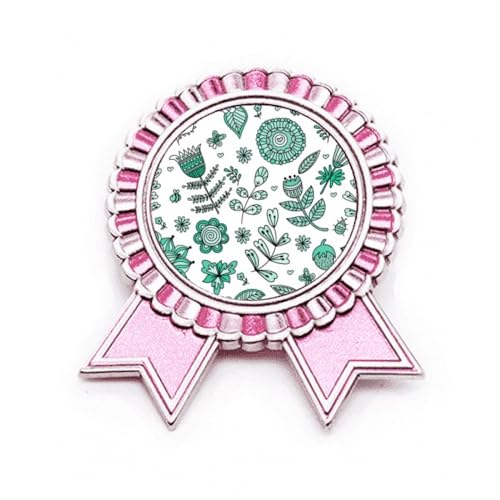 Broche rose fleur verte en métal taille M pour accessoiriser une veste ou un manteau élégant