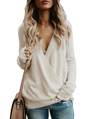 Cuptacc Damen Pullover V-Ausschnitt - Weiches Langarmshirt Für Herbst