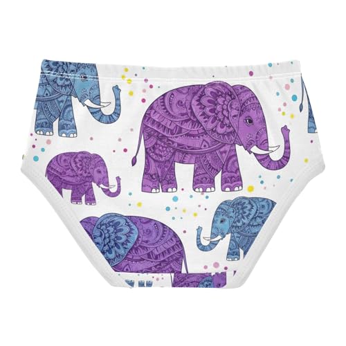 Cute Purple Elephants Purple Blue Toddler Underwear, Cotton Underwear Girls, 2T–8 Years2