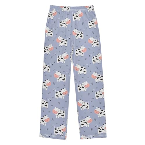 Boys' Pants Cute Cow Flower Leaf Long Bottoms Jogger Pants Elastic Waist Trousers with Pockets S-XL