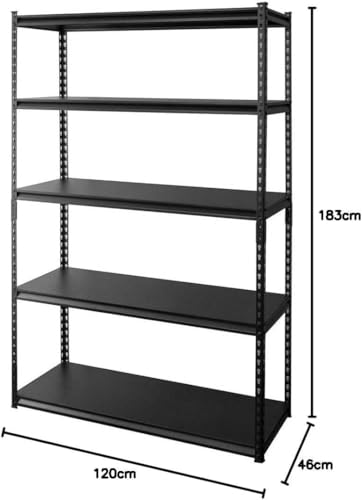 ラック スチールラック メタルラック 幅120cm 5段 ブラック 幅約120×奥行約46×高さ約183㎝