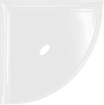 Questech 8" Corner Shower Shelf, Retrofit Shower Organizer for Tile Walls, Corner Caddy Soap Dish Bathroom Storage, Metro Flatback, Bright White Polished