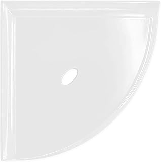 Questech 8" Corner Shower Shelf, Retrofit Shower Organizer for Tile Walls, Corner Caddy Soap Dish Bathroom Storage, Metro Flatback, Bright White Polished