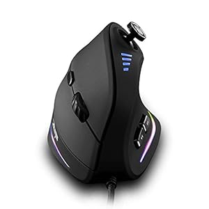 Zelotes Verticale Muis met Joystick,10000DPI, 11 Knoppen Ergonomische Muis, USB Bedrade Gaming Muis Mouse voor Notebook,PC,Zwart