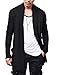 COOFANDY Men's Ruffle Shawl Collar Long Sleeves Cardigan (Medium, Black)