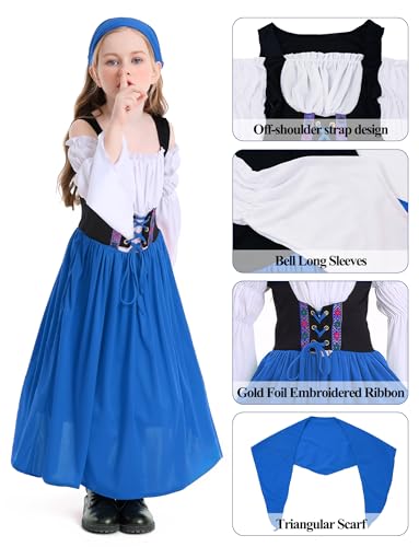 Vestido medieval princesa infantil para niñas 10-12 años miniatura 5