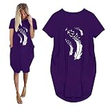Perfectbot Women's Casual Loose Fitting Short Sleeved Sunflower Printed V-Neck Dress Dress Independe