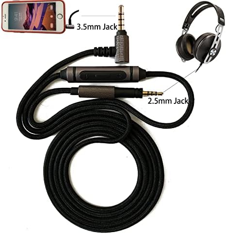 jghcsz Replacement Audio Cable Wire Upgrade for Sennheiser Momentum 2.0 HD 4.40 BT HD4.50 HD4.30i hd 400s on Ear Weave Headset Cable with Microphone 3.5mm to 2.5mm