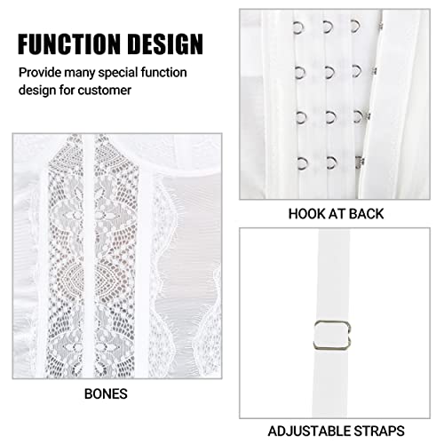 Raxnode Lace Corset Crop Tops For Women - Sexy Fashion Club Bodysuit With Buckle #TOP3