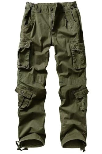 Image of VATINNT Cargo Work Trousers Women's Outdoor Hiking Trousers Casual Tactical Cargo Pants with 9 Pockets No Belt 2039 ArmyGreen 14