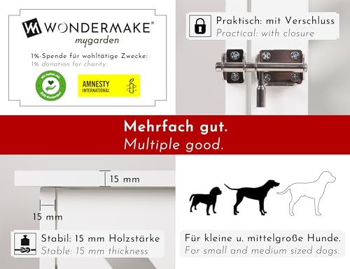 WONDERMAKE® Design Hundekäfig aus Holz für Zuhause Wohnung mit Beistelltisch, Hundebox fürs Wohnzimmer Indoor, 90x60 cm weiß