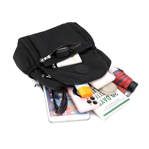 Mini Nylon Women Backpacks,11L Small Ladies backpacks Casual Lightweight Women Shopping Travel Daypack (Black)4