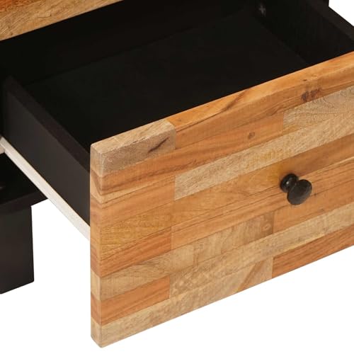 Commode marron étroite anti-désordre, meuble d'appoint en manguier 3 tiroirs - 8