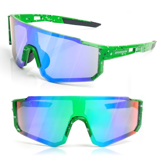 RTUOHUIN Gafas rápidas, gafas de sol para hombre y mujer, protección UV400, gafas deportivas TR90, montura flexible para MTB, bicicleta de carretera, esquí, correr, rave, verde
