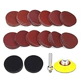 DRILLPRO 120pcs 2 Inch Sanding Discs Pad with 1/4'' Shank Backer Plate and 2pcs Sponge Cushions for