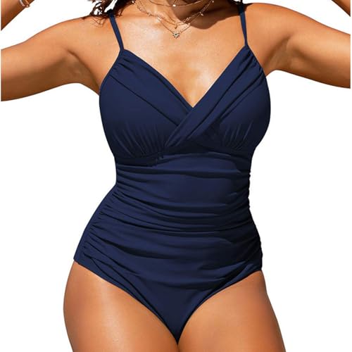 Maillot de bain 1 pièce col en V et bretelles réglables ajustables