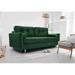 Schlafsofa Sofa Pastella Couch Ausklappbares Sofa Schlaffunktion Bettkasten - Kissen Bettzeugbehälter Hilfsautomat - Wohnzimmer Gästezimmer Modern Design (Kronos 19 Grün) – Bild 2