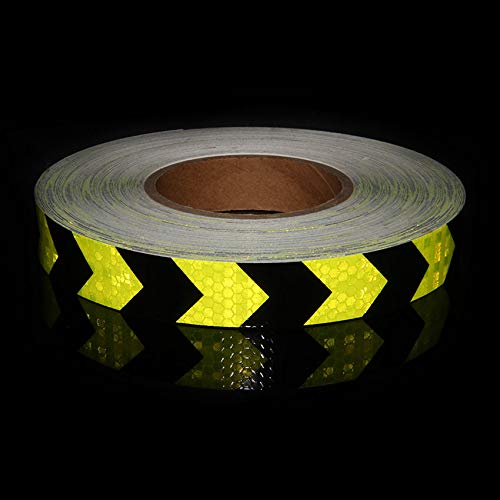 Lannmart 1" X5M Reflective Stickers Motorcycle Stripe Bicycle Safety Warning Reflective Arrow Tape Fluorescent Yellow Red Reflecting Tape #TOP2