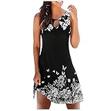 SARGEIST Cocktail Dresses, Yuno Gasai Cosplay Elastic Waist Dress Black Dreesed for A Funeral Dresses Women Casual Summer Floral Printed Tank Sleeveless Dress Hollow Out O-Neck Loose Beach (L, White)