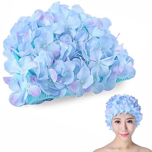 BEANPRECOY Vintage Swim Cap Floral Petal Retro Style Bathing Caps for Women Breathable Floral Swimming Hat Stylish Ear Protector for Girls Fashion Swim Cap for Swimming & Bathing Petal Design