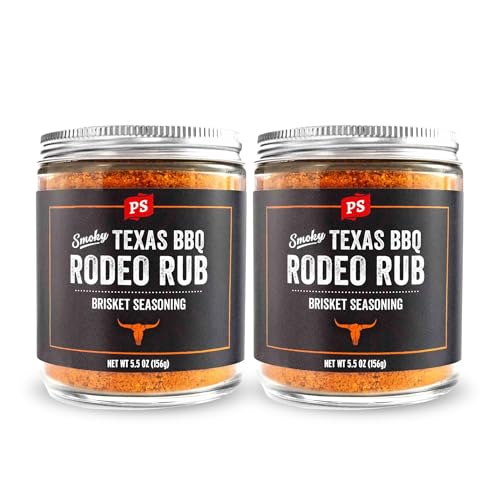 PS Seasoning Rodeo Rub Texas Brisket Rub 2 pack– Hickory Smoke Brown Sugar BBQ Dry Rub for Smoked Brisket Steaks Spare Ribs | Texas Style Beef Seasoning Blend with Paprika Garlic Cumin