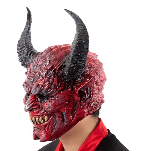 Masque de diable rouge élastique à visibilité optimale avec cornes