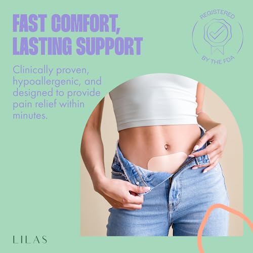 lilas period cramps pain relief patch 10 pack  instant relief for menstrual cramp pms endometriosis amp pcos  12-hour comfort  natural amp vegan topical patches  trusted formula amp upgraded design