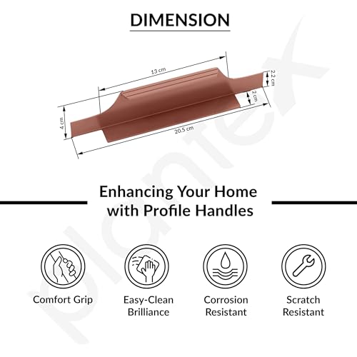 Image of Plantex 8 Inch Aluminium Drawer Profile Handle /Wardrobe Pull Handle for Home /Profile Handle for Kitchen Cabinet /Office /Hotel - Pack of 2 (Rose Gold)