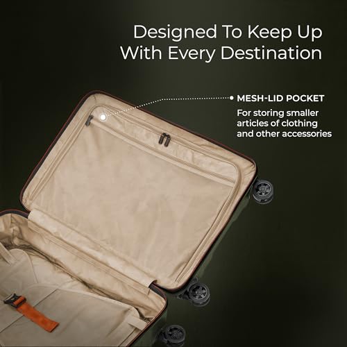 Image of Briggs & Riley 27 inch Medium Spinner - Checked Luggage for Travel, Suitcases with Wheels, Hardside Rolling Bag for Men & Women, Self-Repairing Zipper - Torq Collection, Hunter Green