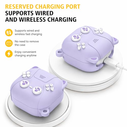 Image of Silicone Case Cover for Samsung Galaxy Buds Core (2025) (Cat Lavender)