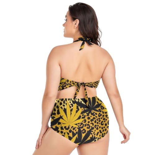 Maillot de bain 2 pièces taille plus : bikinis léopard réglables anti-complexes - 4