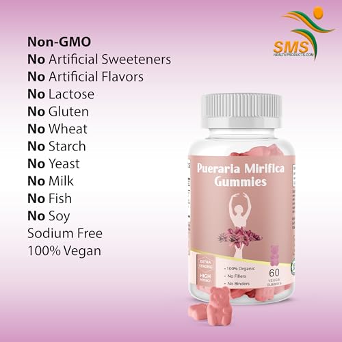 Image of Pueraria Mirifica Gummy Organic Supplement - Pure Root 10:1 Concentrated Extract 60 Veggie Gummies, Premium - for Transgender. Women, Men
