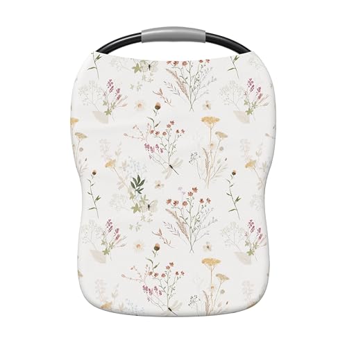 Image of Pobi Baby Premium Multi-Use Cover - Nursing Cover, Baby Car Seat Covers, Shopping Cart, High Chair, and Breastfeeding Cover - Ultra-Soft, Stretchy, Floral Scarf for Baby and Mom (Wildflower)