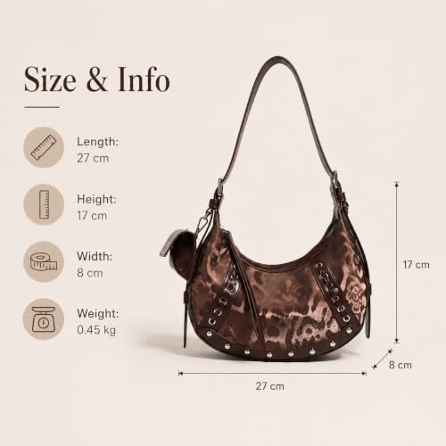 Image of Shoulder Purse for Women, Leather Women's Handbag Y2k Aesthetic Coquette Shoulder Bag Hobo Punk Trendy Ladies Purse